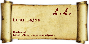 Lupu Lajos névjegykártya
